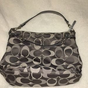 Authentic Coach gray and silver shoulder bag